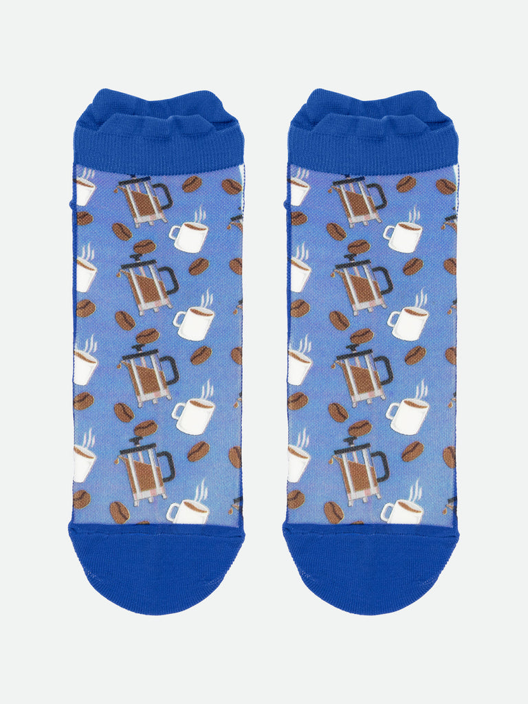 Nathan Speed Tab Low Cut Printed Socks - Vapor Blue Coffee - Front Lay Flat View