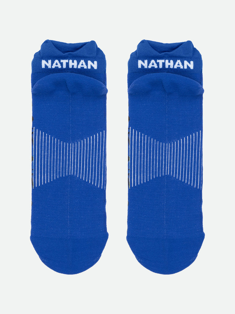 Nathan Speed Tab Low Cut Printed Socks - Vapor Blue Coffee - Back Lay Flat View