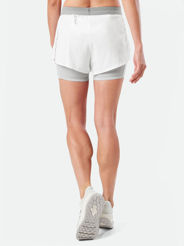 Nathan Women’s Front Runner Shorts 3.0 - White - Back View