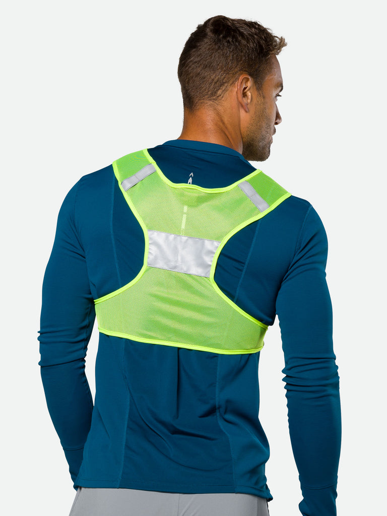 Nathan Streak Reflective Vest for Nighttime Visibility - Safety Yellow - On Model - Back View 