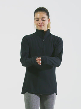 Nathan Sports Women's Tempo Quarter Zip Long Sleeve Shirt – Black - Product Video