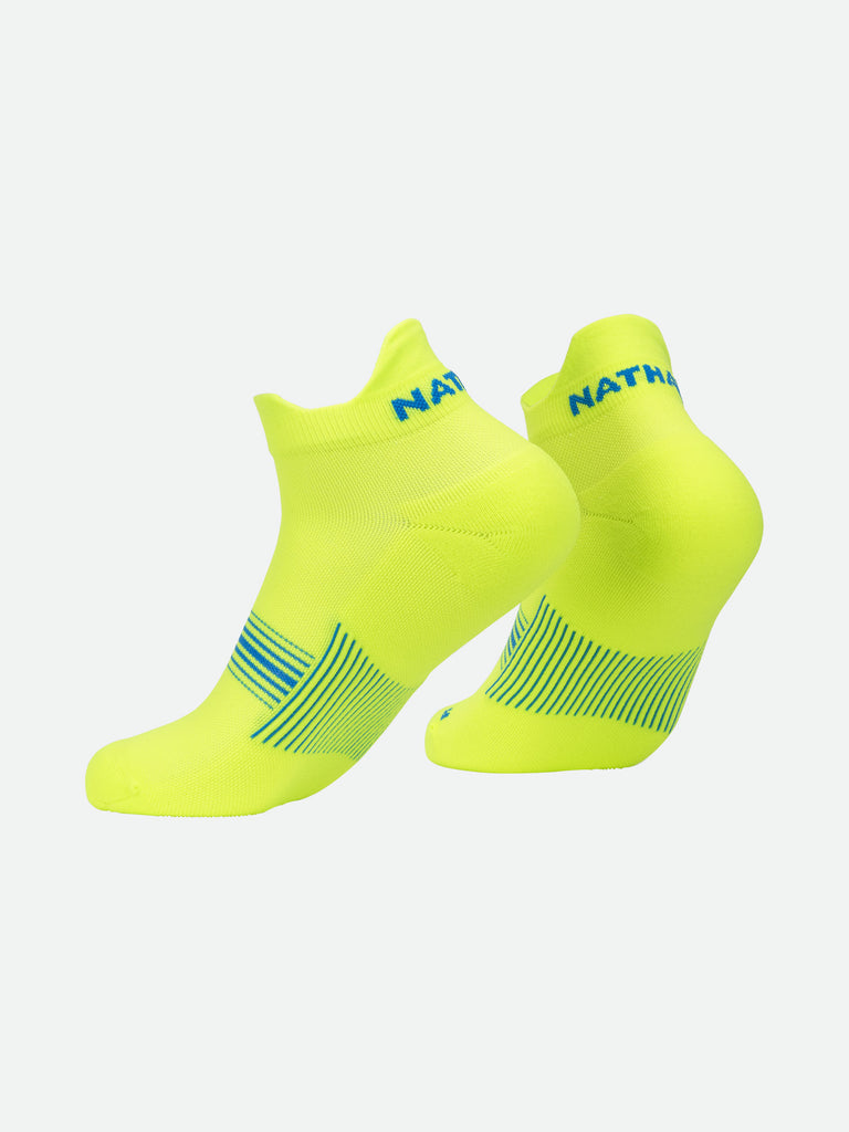 Nathan Speed Tab Low Cut Socks - Finish Lime Green – Back View