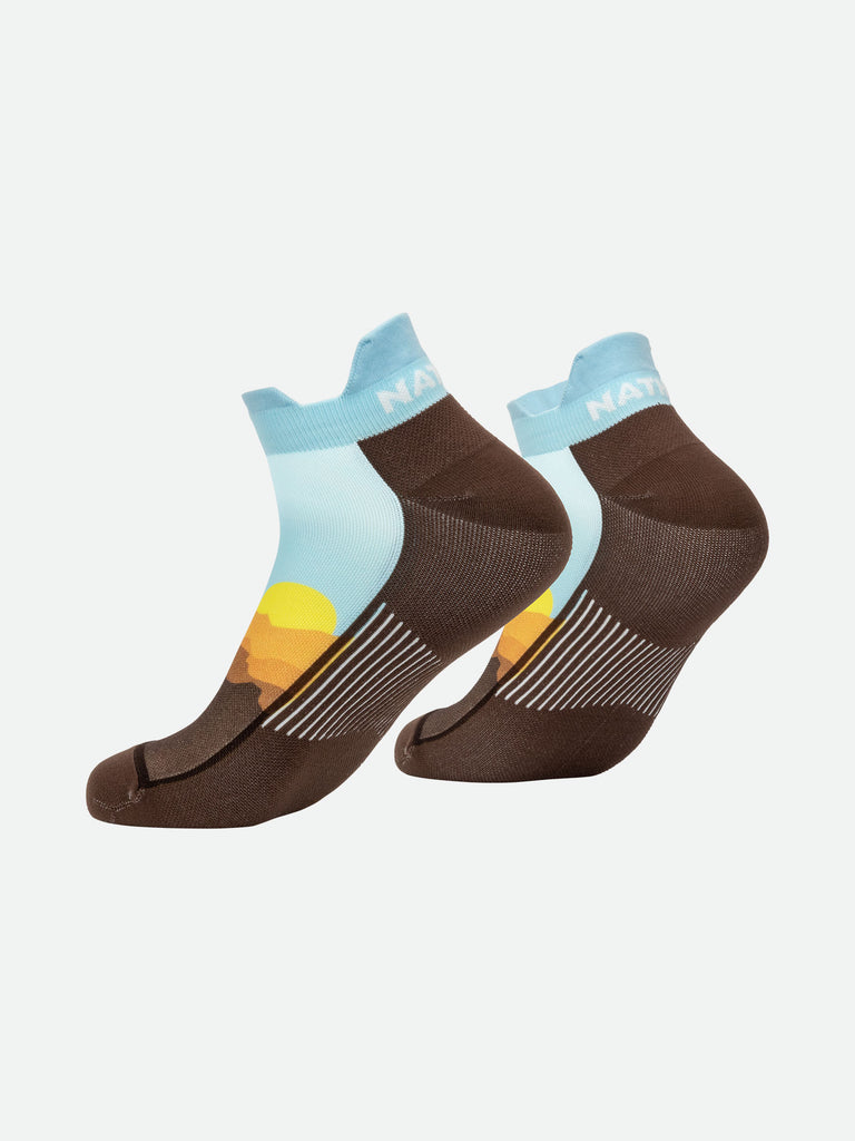 Nathan Speed Tab Low Cut Printed Socks - Desert Sun - Back Angle Shot with Heel