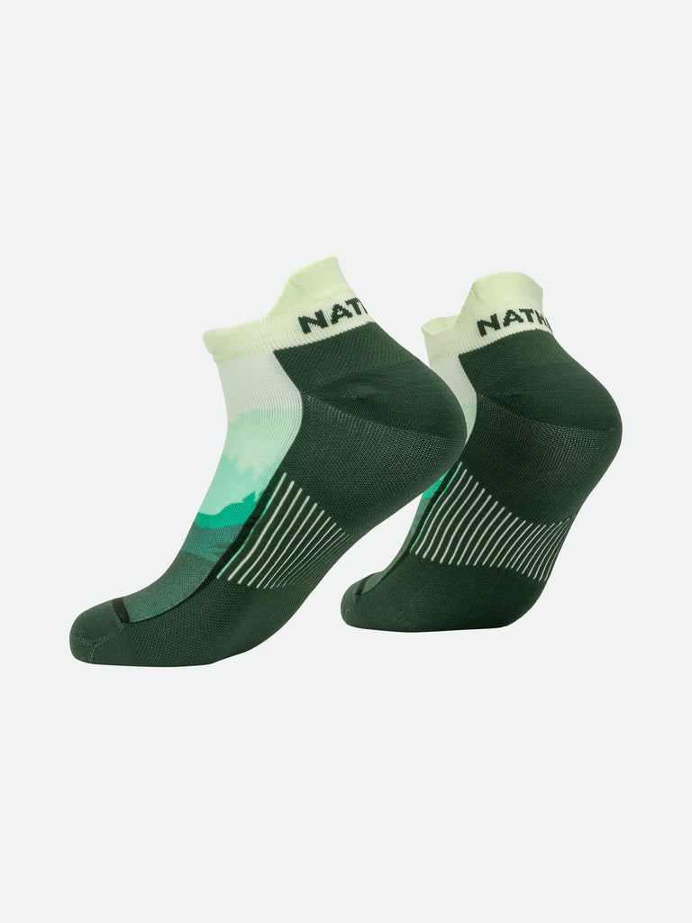 Nathan Speed Tab Low Cut Printed Socks - Desert Sun - Back Angle Shot with Heel