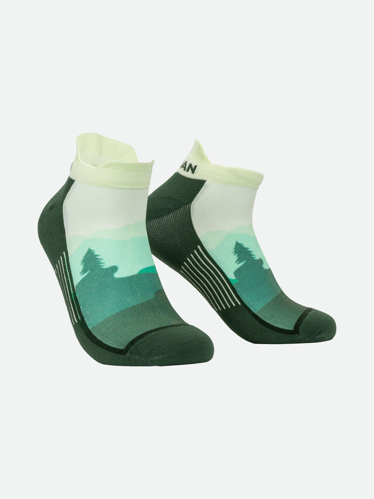 Nathan Speed Tab Low Cut Printed Socks - Park Green - Front Angle Shot