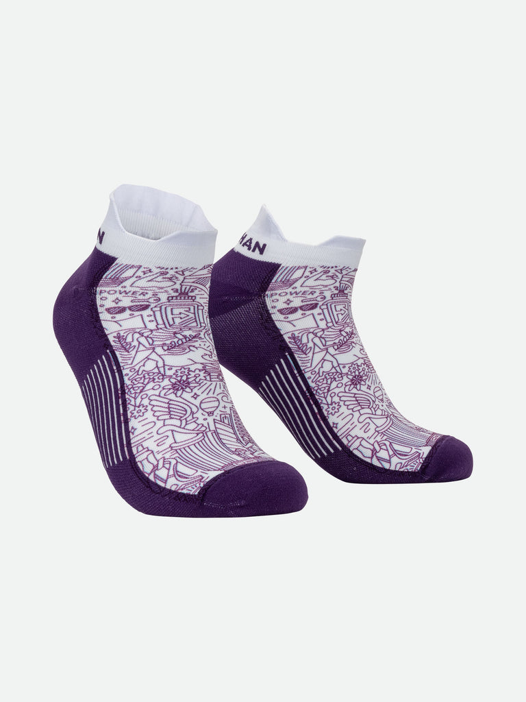 Nathan Speed Tab Low Cut Printed Socks - Plum Purple - Front Angle Shot