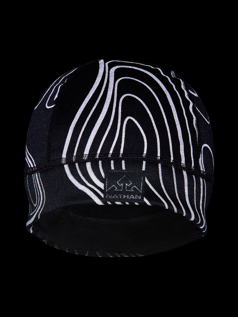 Nathan Reflective Safety Beanie - Black/Topo - Reflective Detail View