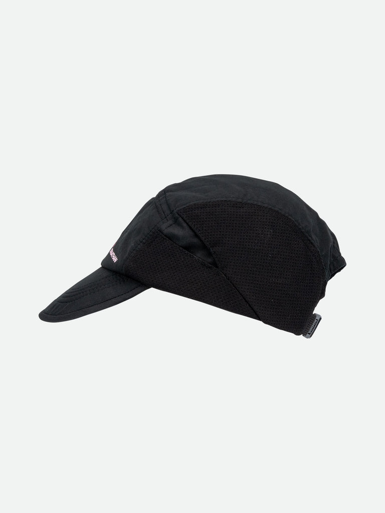 Breast Cancer Awareness BCA Pink and Black Quick Stash Run Hat for Runners and Joggers - Left Side Angle