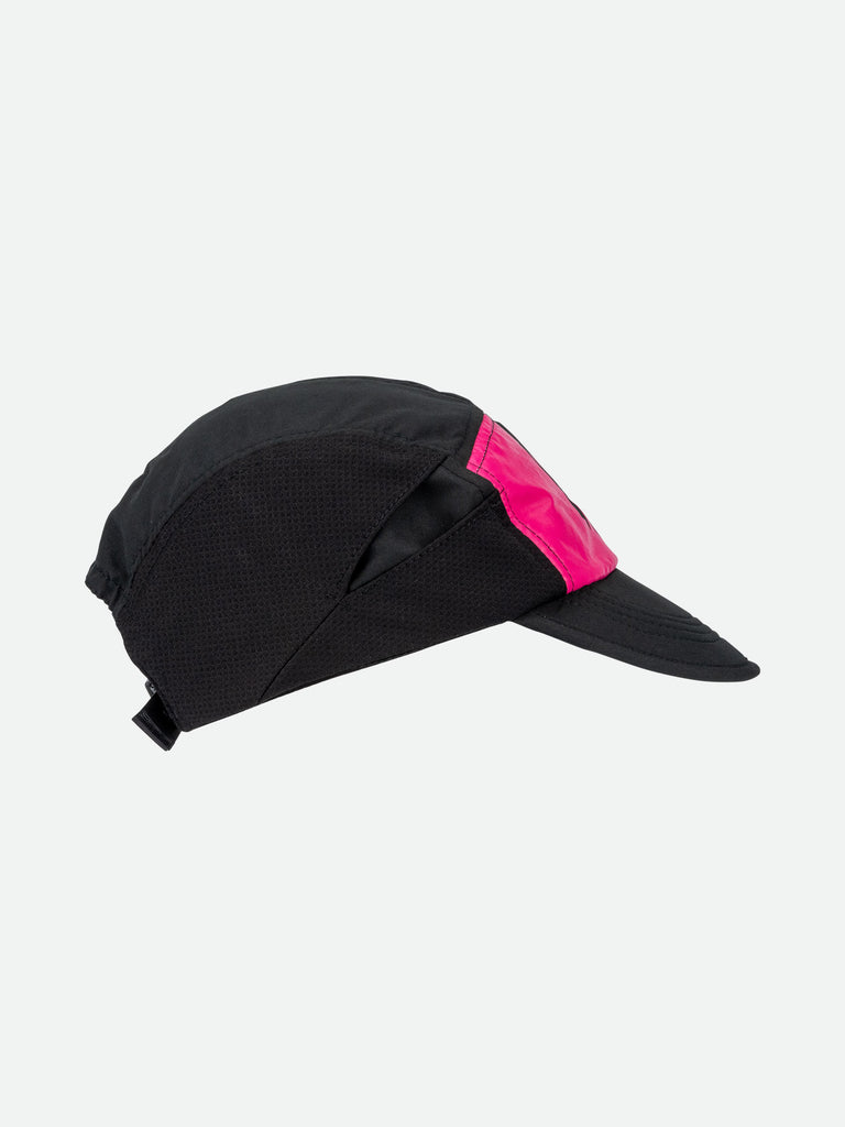 Breast Cancer Awareness BCA Pink and Black Quick Stash Run Hat for Runners and Joggers - Right Side Angle