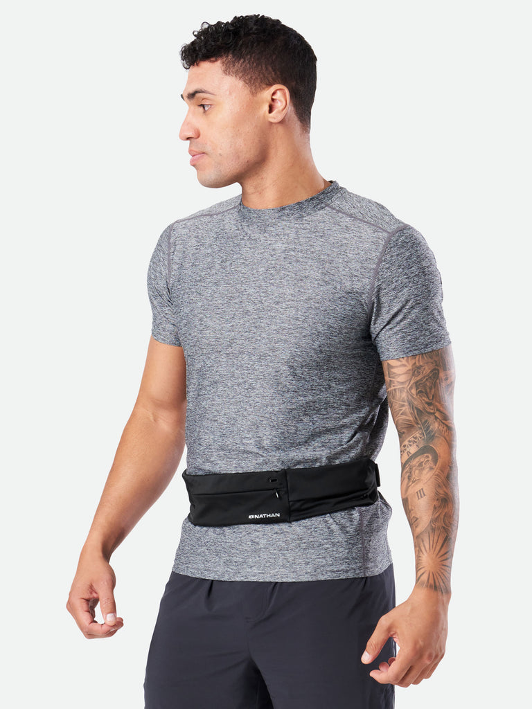 Nathan Adjustable-Fit Zipster 2.0 Black Training Waist Belt – On Model – Front View