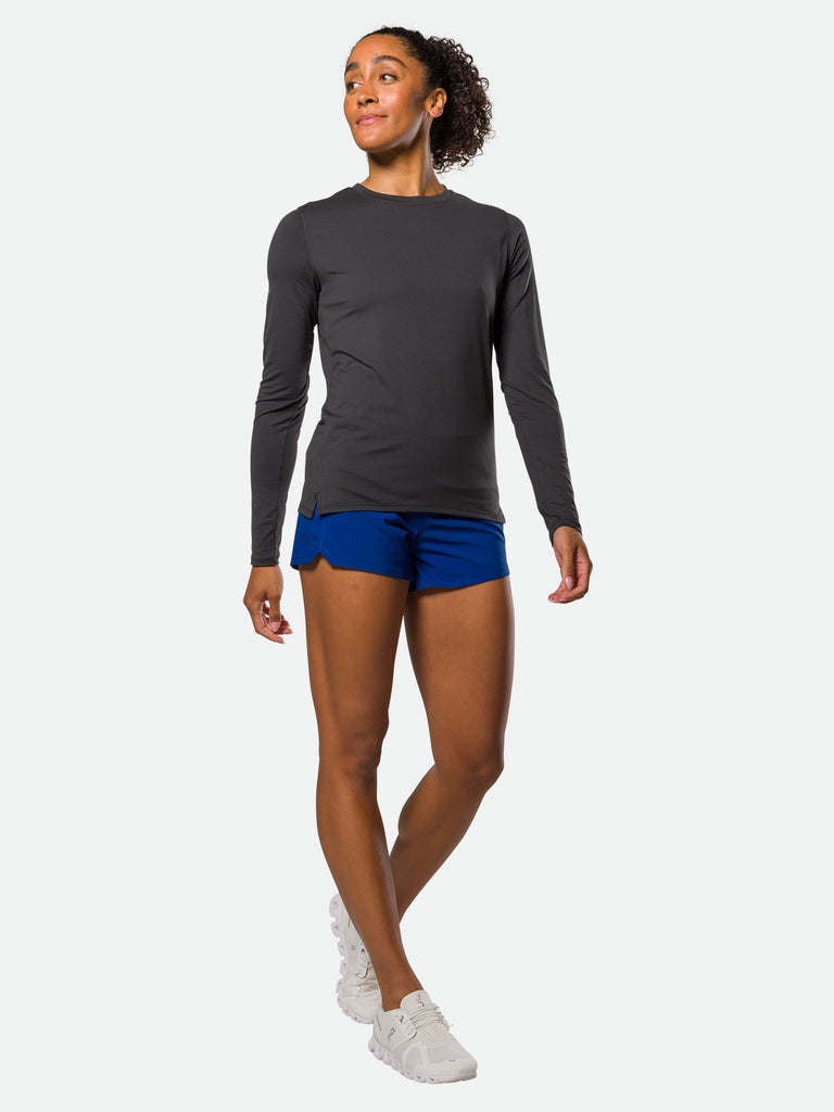 Nathan Women’s Dash Long Sleeve Tee - Solid Black - Side View