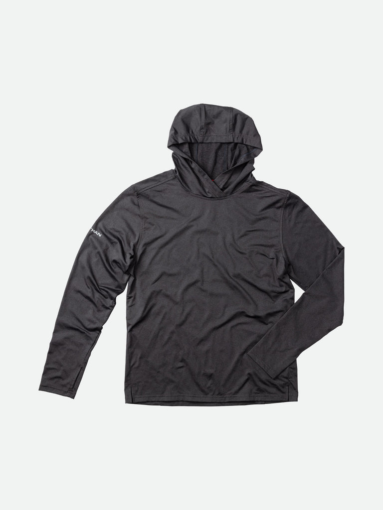 Nathan Men's 365 Hooded Long Sleeve Tee - Dark Charcoal Grey - Lay Flat