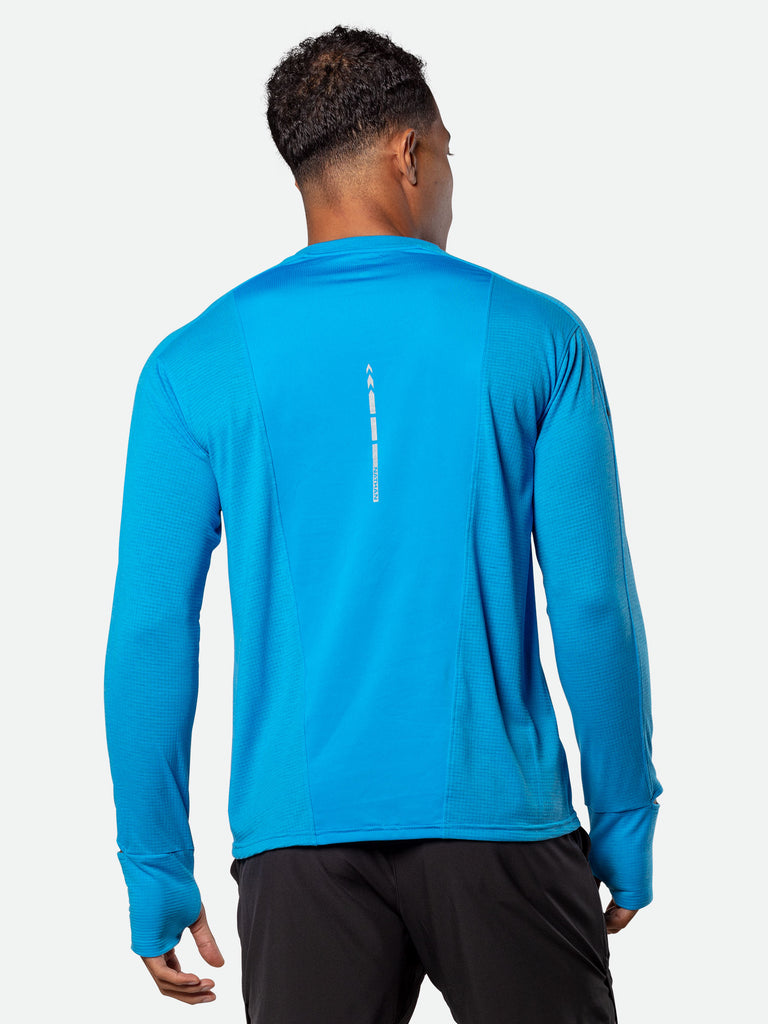 Nathan Men's Rise Long Sleeve Tee  - Heather Aster Blue