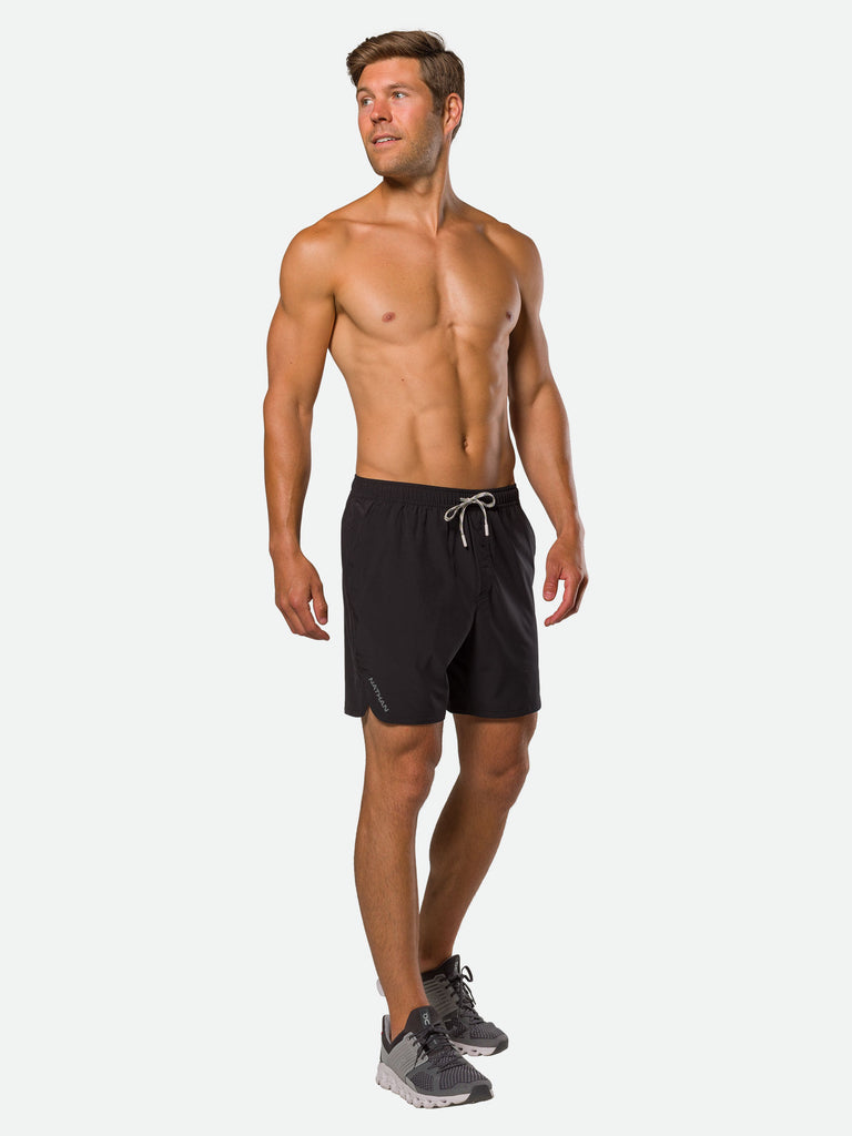 Nathan Men's Essential Unlined 7" Inch Shorts – Black – Side View