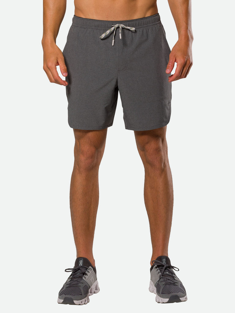 Nathan Men's Essential Unlined 7" Inch Shorts – Heather Charcoal – Front Hero View