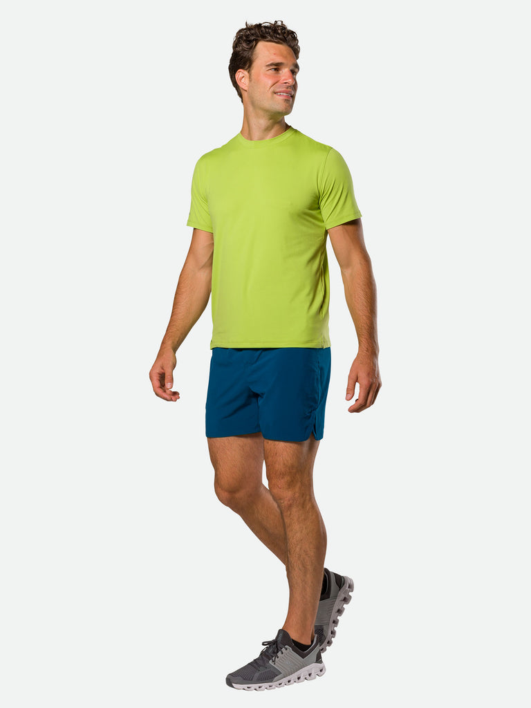 Nathan Men's 2.0 Dash Short Sleeve Shirt – Dark Lime - Three Quarter View