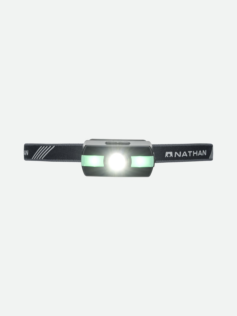 Nathan Neutron Fire RX Runner's Safety Headlamp - Black - Green Light On