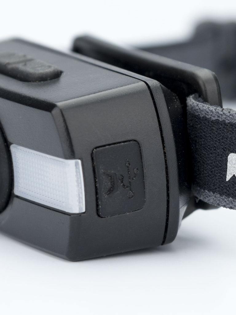 Nathan Neutron Fire RX Runner's Safety Headlamp - Black - USB Port Detail Shot