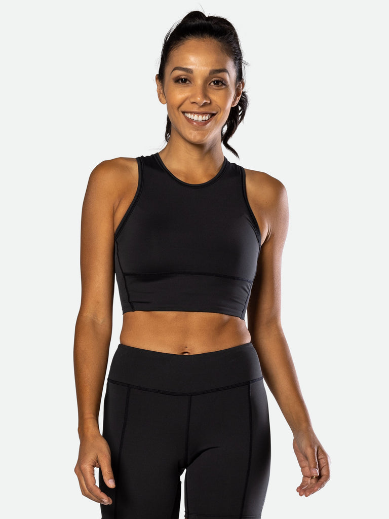 Nathan Women's Interval Crop Top – Black - Front View