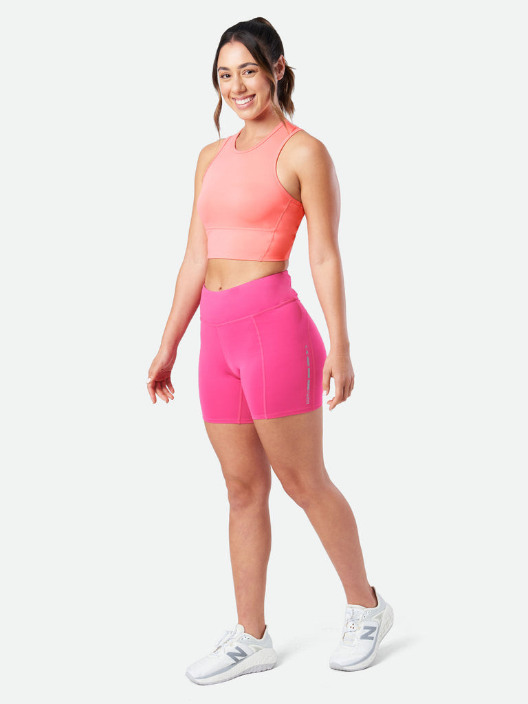 Nathan Women's Interval Crop Top – Coral Pink - Three Quarter View