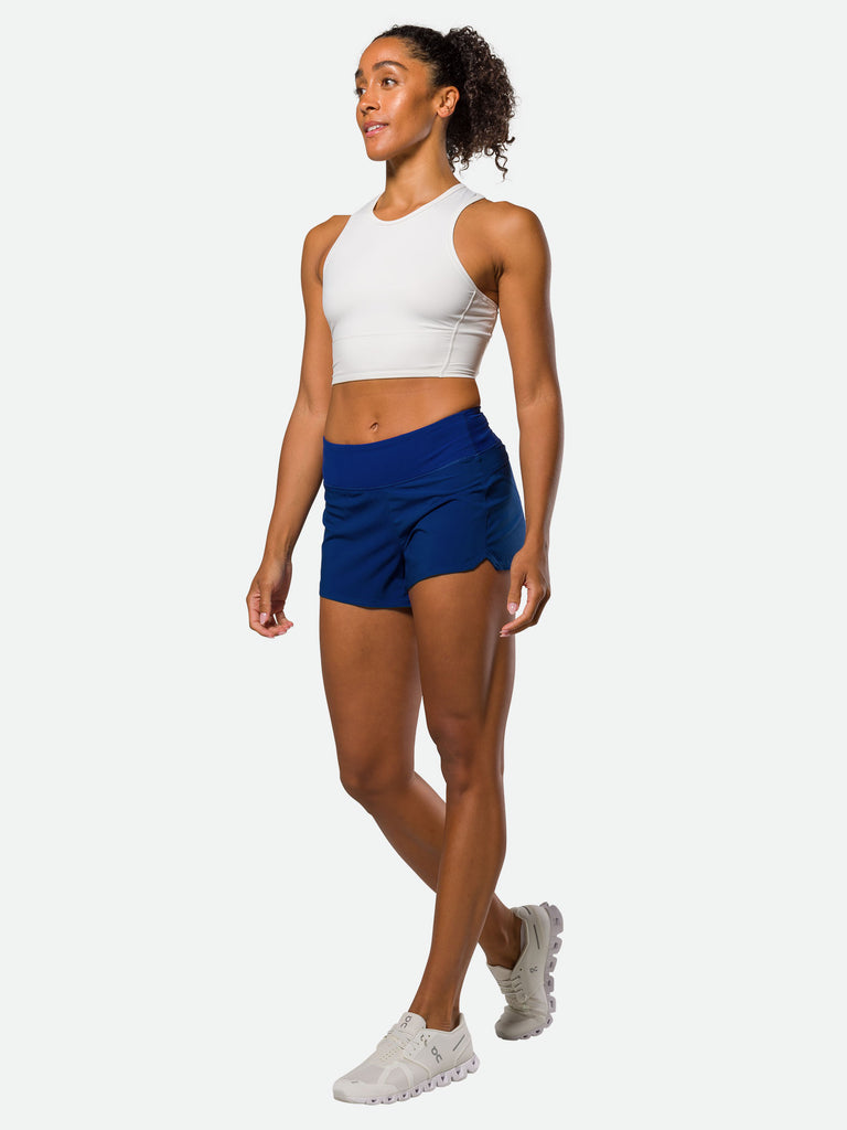 Nathan Women’s Stride Training Shorts - Sodalite Blue - Three Quarter View