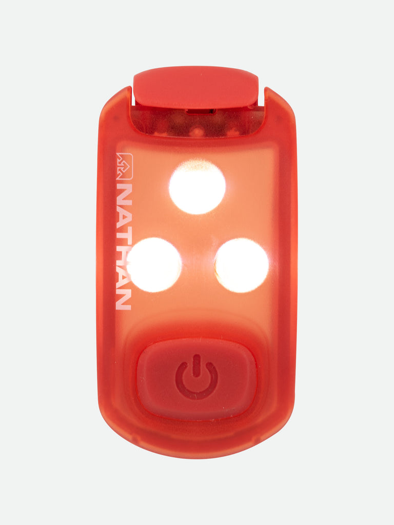 Nathan Strobe Light LED Safety Light Clip - Vibrant Orange/Tangerine Tango - Front View