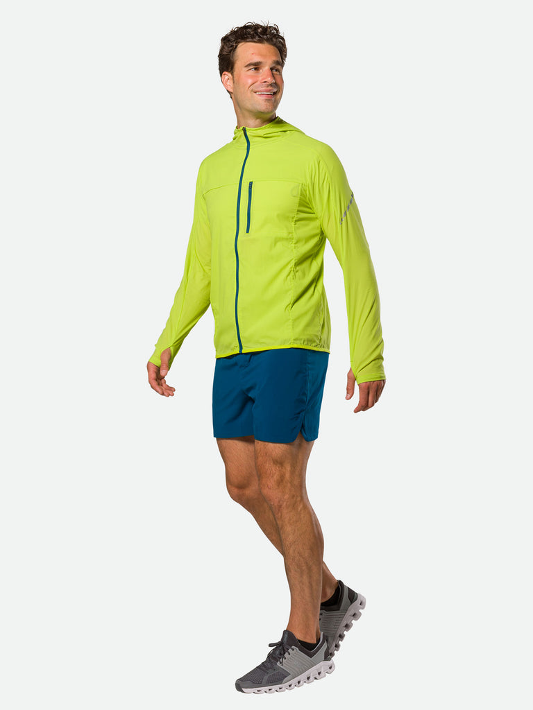 Nathan Men’s Stealth Jacket – Bright Lime Green/Sailor Blue - Three Quarter View