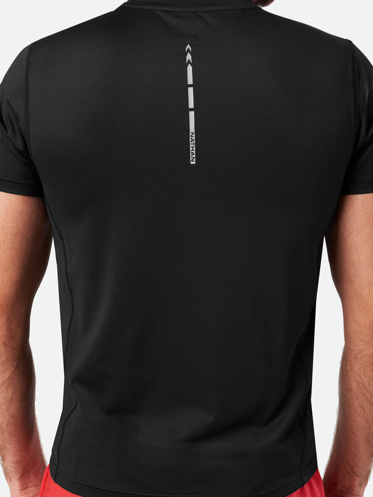 Nathan Men’s Qualifier Short Sleeve Shirt – Black - On Model – Detail Back View