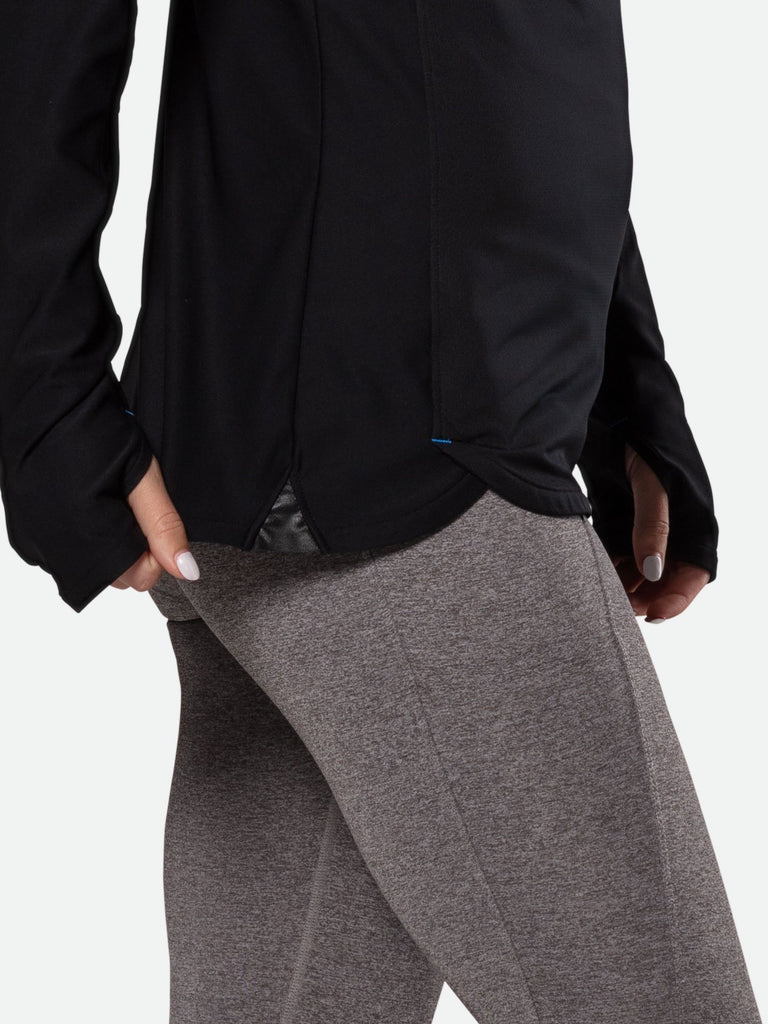 Nathan Sports Women's Tempo Quarter Zip Long Sleeve Shirt – Black