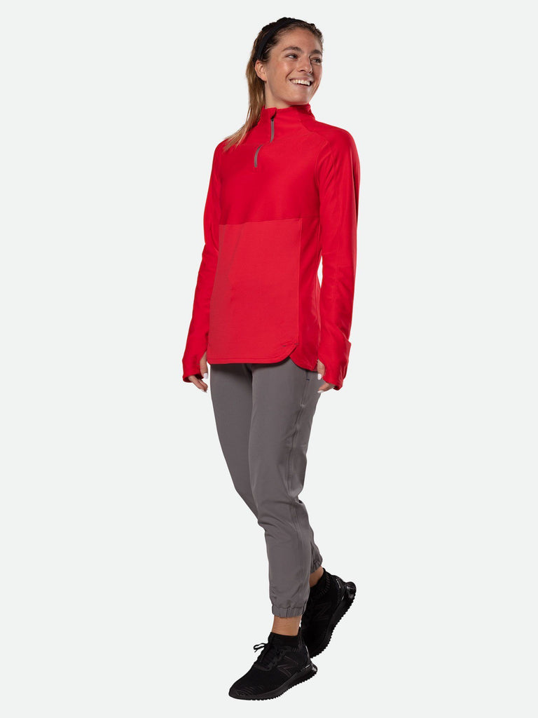 Nathan Sports Women's Tempo Quarter Zip Long Sleeve Shirt – Red Lollipop