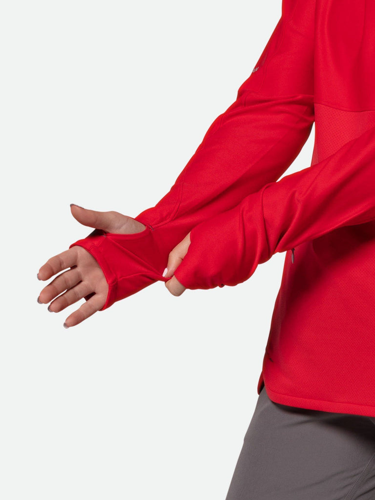Nathan Sports Women's Tempo Quarter Zip Long Sleeve Shirt – Red Lollipop