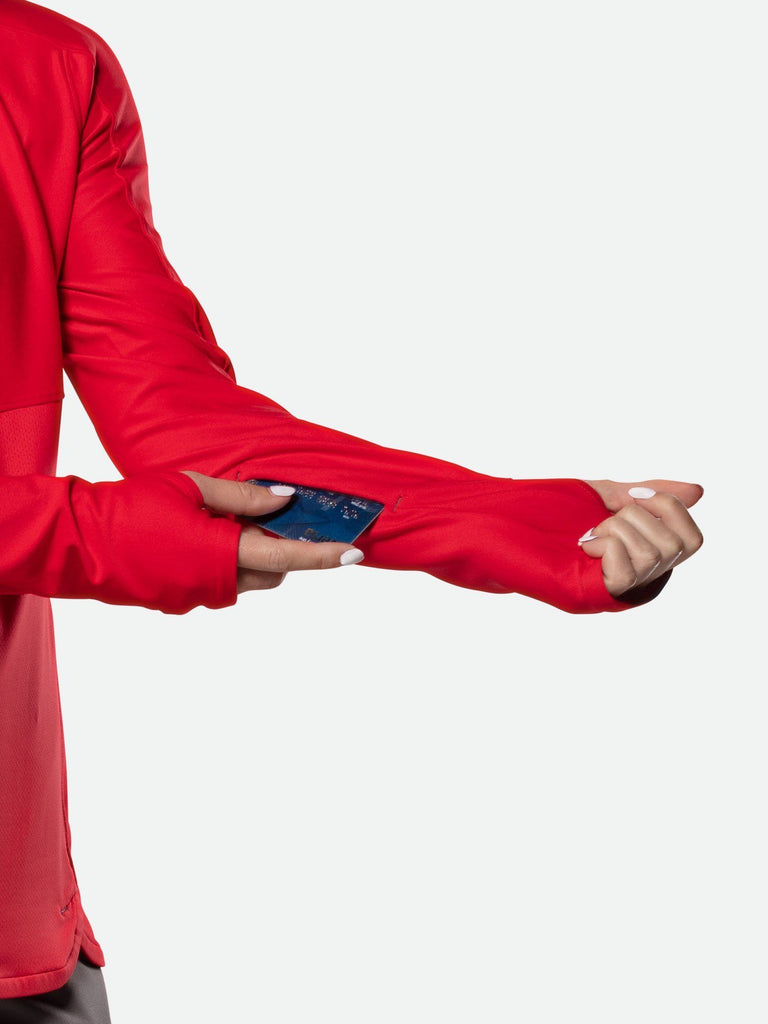 Nathan Sports Women's Tempo Quarter Zip Long Sleeve Shirt – Red Lollipop