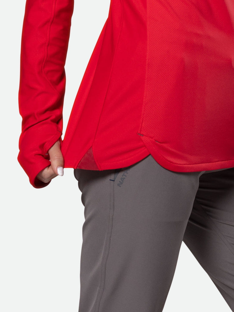 Nathan Sports Women's Tempo Quarter Zip Long Sleeve Shirt – Red Lollipop