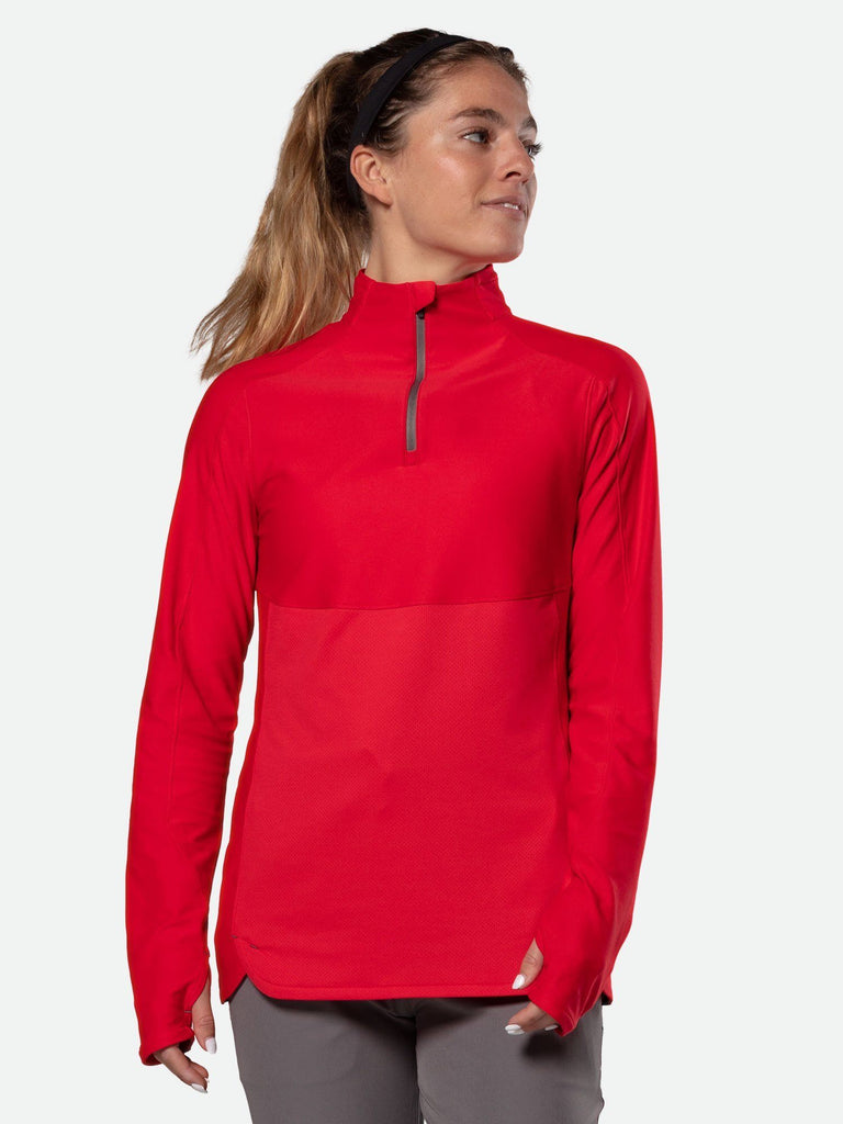 Nathan Sports Women's Tempo Quarter Zip Long Sleeve Shirt – Red Lollipop