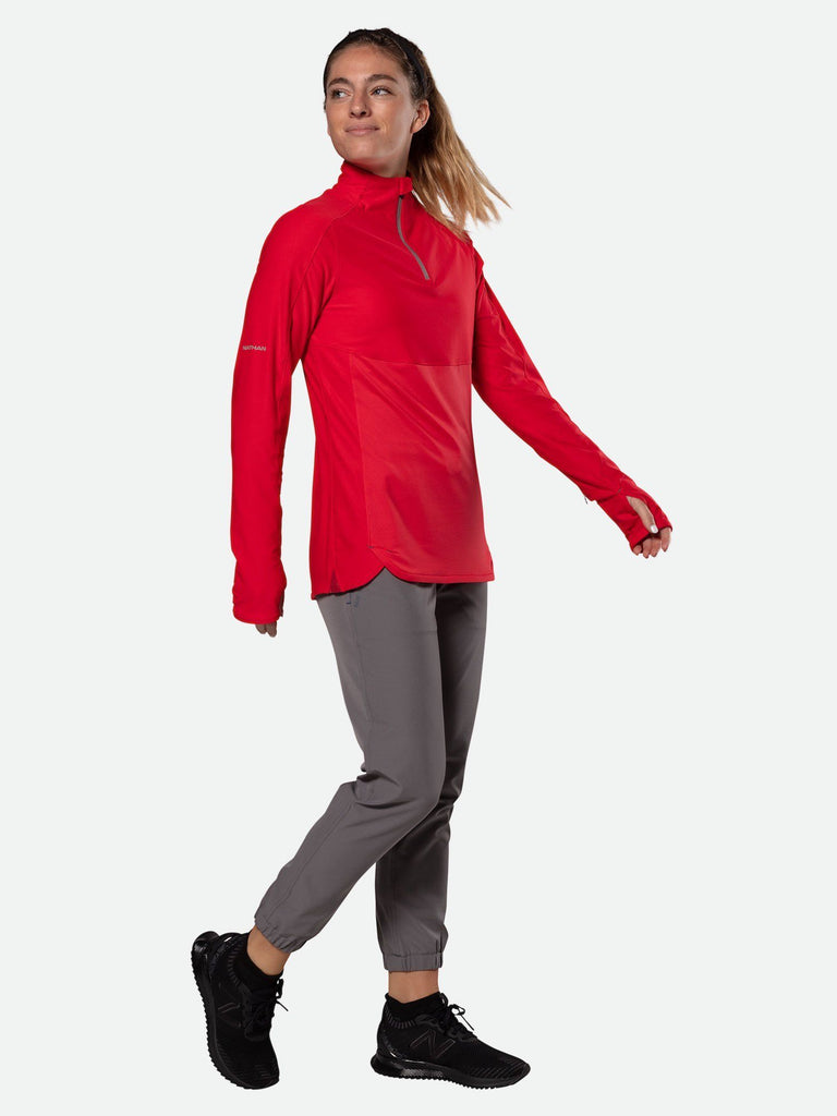 Nathan Sports Women's Tempo Quarter Zip Long Sleeve Shirt – Red Lollipop