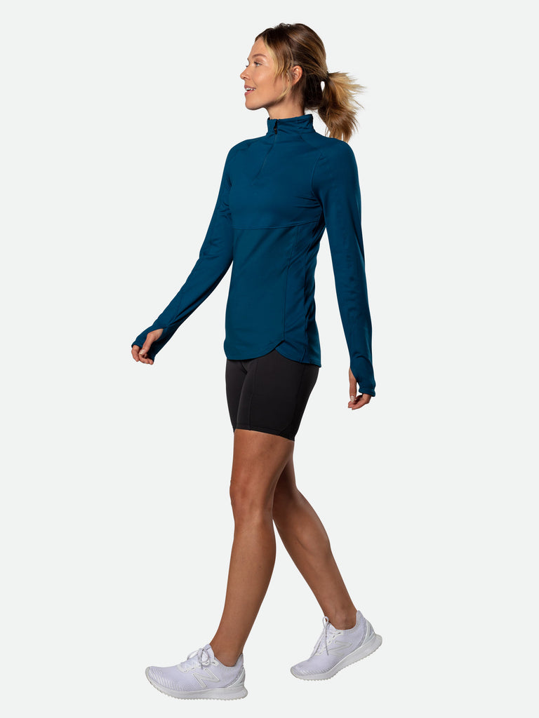 Nathan Women's Tempo Quarter Zip Long Sleeve Shirt -  Sailor Blue