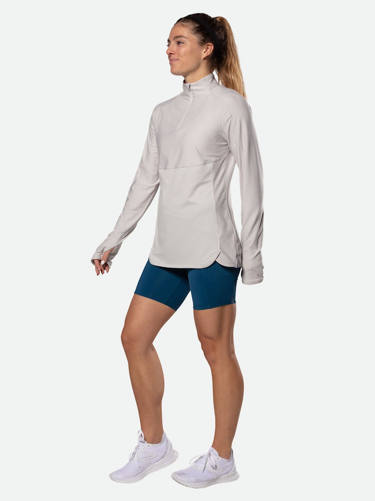 Nathan Sports Women's Tempo Quarter Zip Long Sleeve Shirt – Windchime Grey