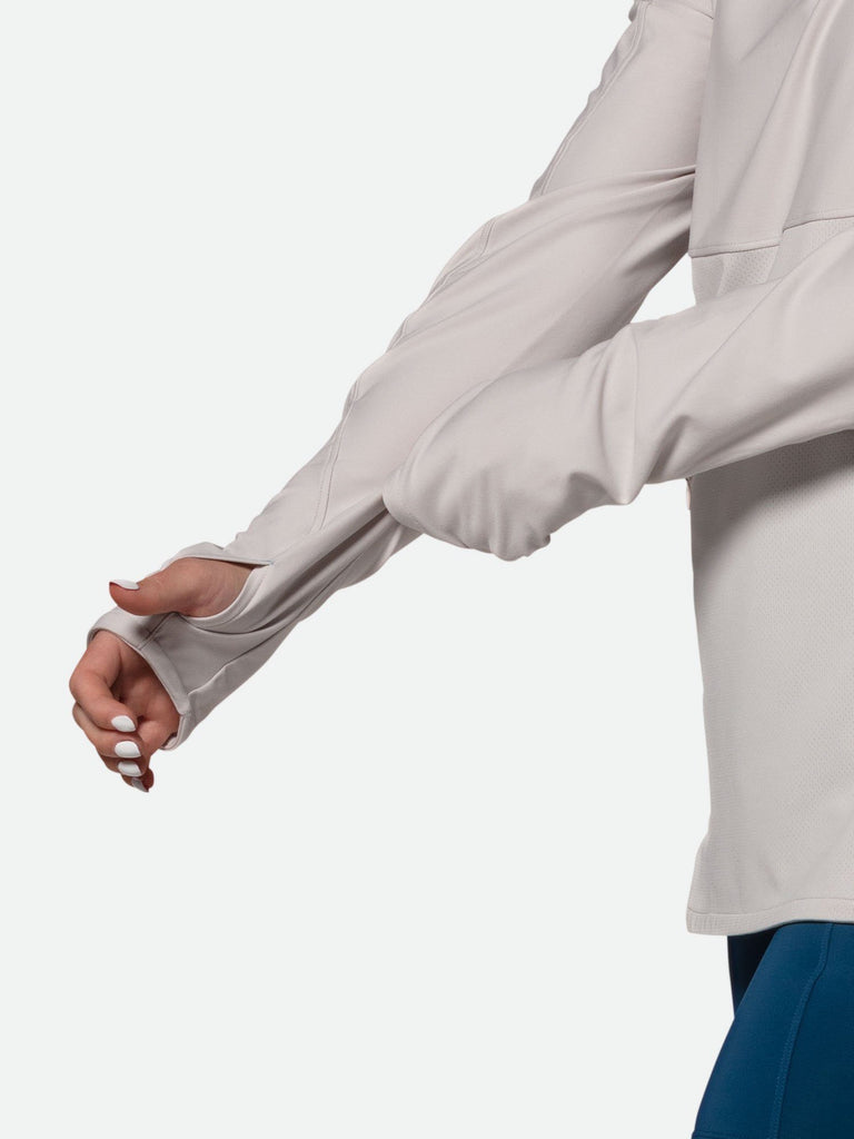 Nathan Sports Women's Tempo Quarter Zip Long Sleeve Shirt – Windchime Grey