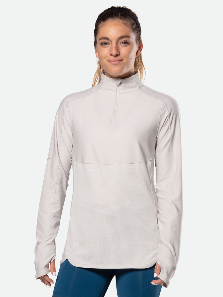 Nathan Sports Women's Tempo Quarter Zip Long Sleeve Shirt – Windchime Grey
