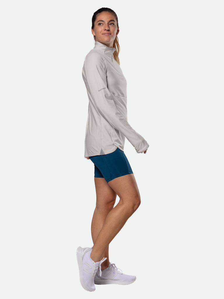 Nathan Sports Women's Tempo Quarter Zip Long Sleeve Shirt – Windchime Grey