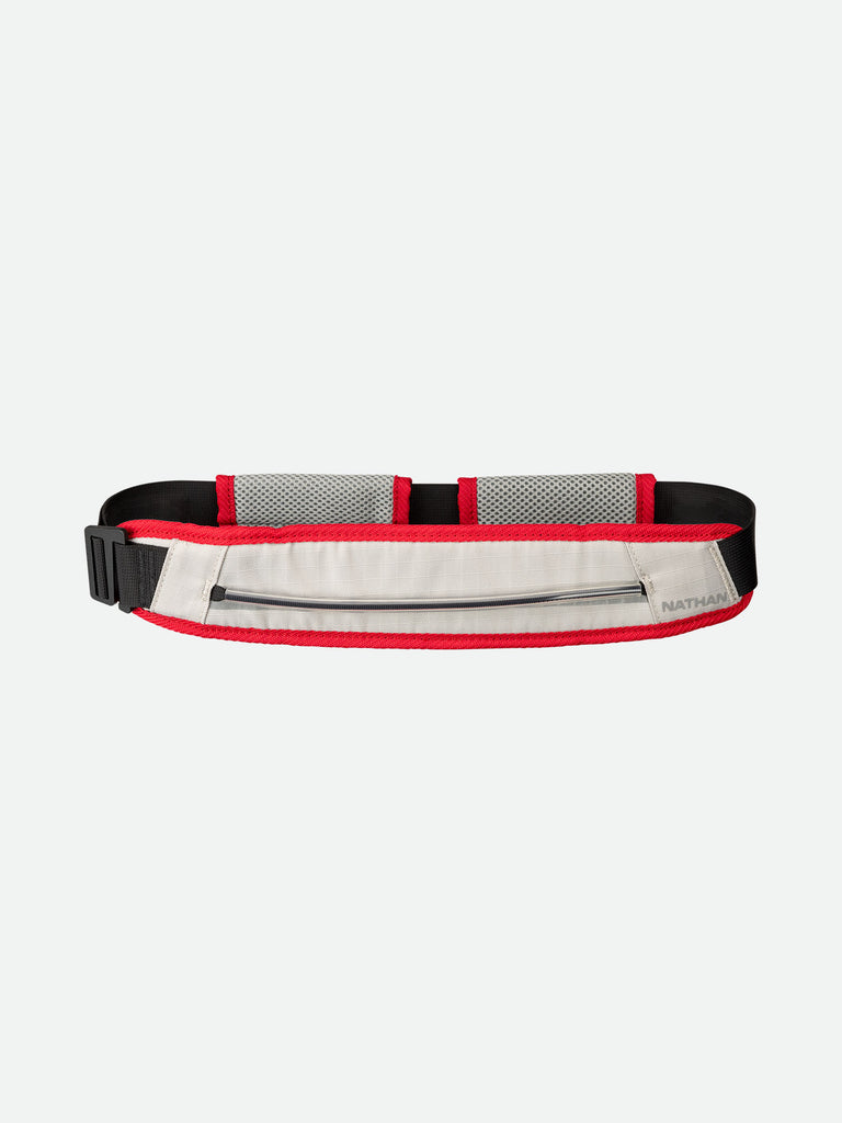 Nathan K9 White-Red Runner’s Waist Belt without Red Dog Leash - Front Hero View