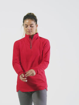 Nathan Sports Women's Tempo Quarter Zip Long Sleeve Shirt – Red Lollipop - Product Video